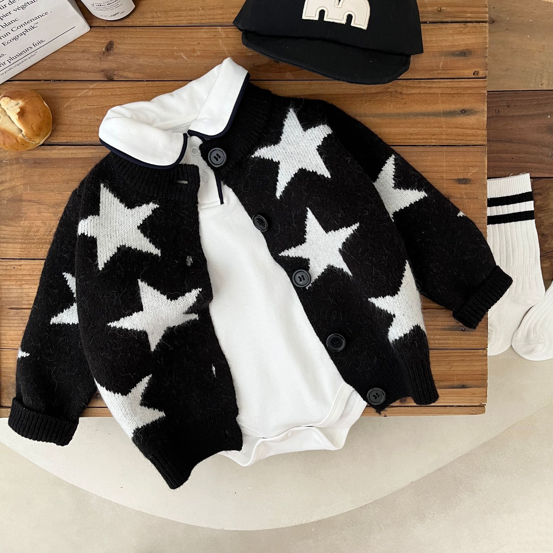 INS Corea del Sur primavera y otoño bebé blanco puro solapa mameluco de manga larga bebé triángulo bolsa pedo mameluco de una sola pieza base de todos los partidos