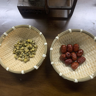 Bamboo Woven Products Steamed Bread Basket Hand-woven Round Draining Basket Farm Household Dustpan Fruit and Vegetable Storage Basket