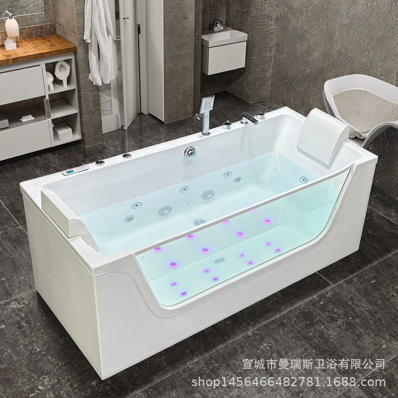 New Model Double Massage Bathtub for Home Use in Bathroom, with Glass Transparent Bathtub, Cross-Border Spa Health Bathtub