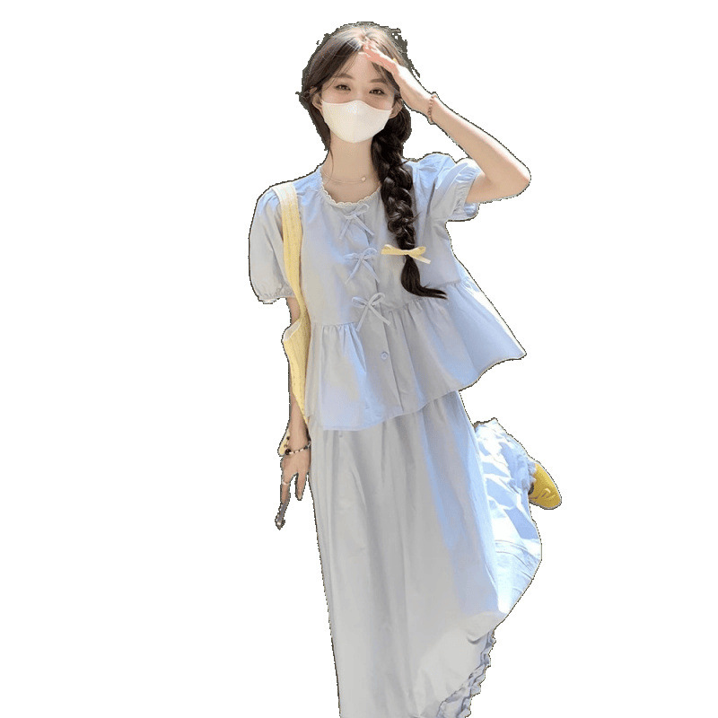 Short Puff Sleeve Cotton and Linen Top for Women Summer 2025 New Dopamine Suit French Doll Shirt Petite Shirt