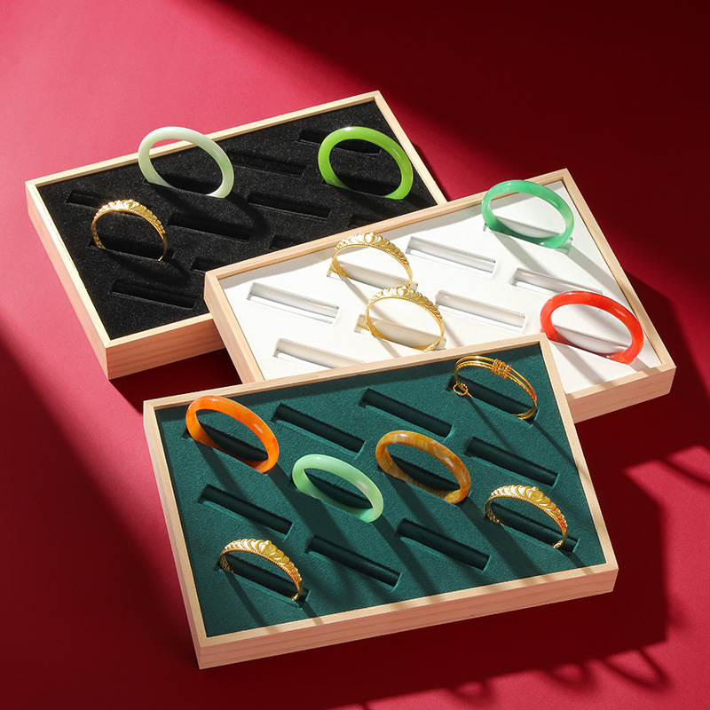 Wooden bracelet display stand jewelry tray multi-compartment jade bracelet storage tray accessory plate jewelry display plate stall props