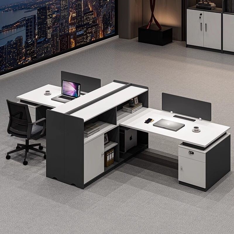 Office Desk Set for Multiple People, Modern and Simple Double Desk for Accounting and Financial Managers