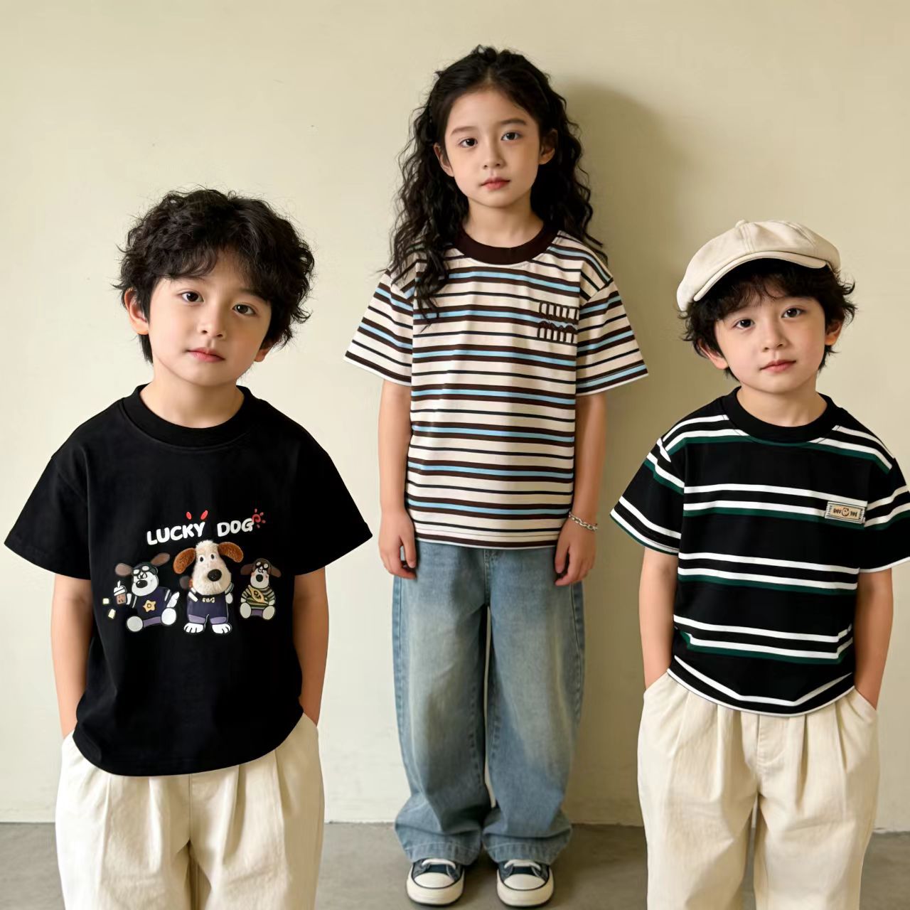 Children's cotton thin short sleeve T-shirt