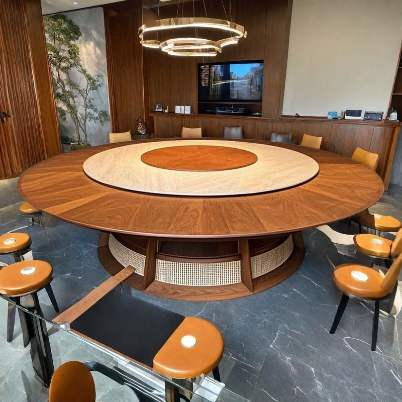 源头厂价一件批岩板转盘酒店餐桌大圆桌会所饭店餐厅包厢电动餐桌|undefined