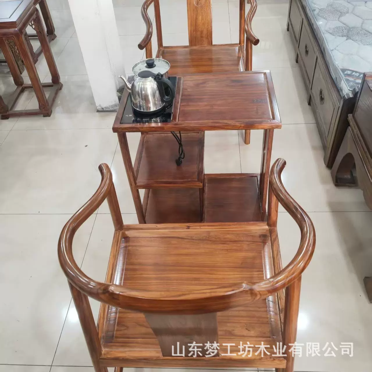 老榆木实木茶桌椅组合新中式阳台茶壶家用泡茶桌茶台茶具桌