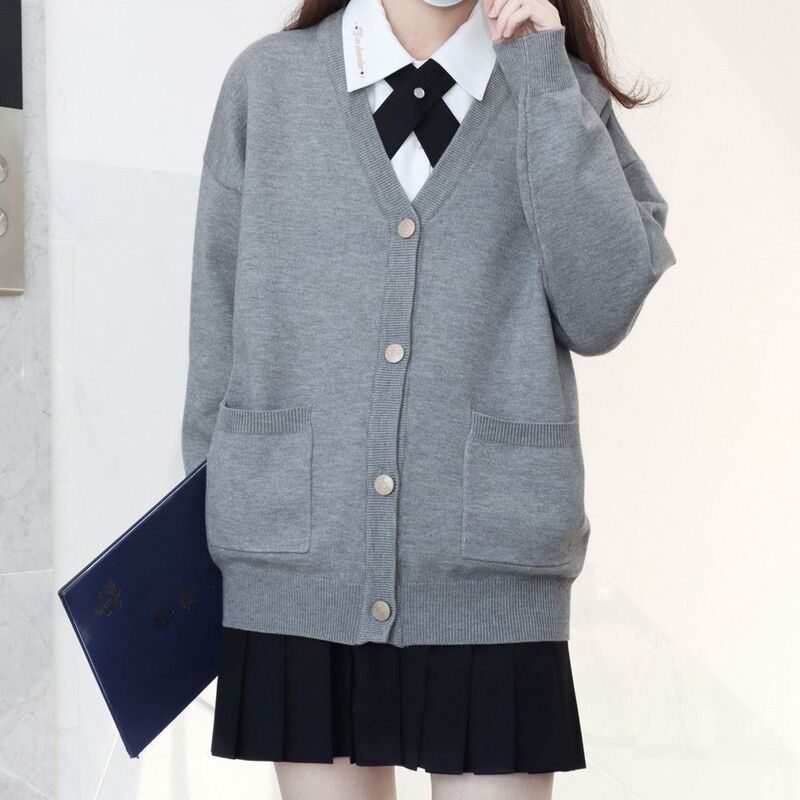 New Style Sweet Knit Cardigan Japanese College Style Jk Spring and Autumn Lazy Knit Sweater Loose Long-Sleeve Sweater 2026 New Style Sweet Knit Cardigan Japanese College Style Jk Spring and Autumn Lazy Knit Sweater Loose Long-Sleeve Sweater 2026