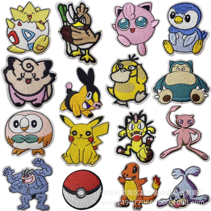 Manufacturer Digital Elf Baby Cartoon Animation Pokemon Pikachu Embroider Cloth Patch Clothing Accessories Adhesive