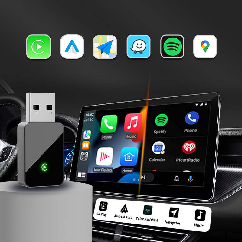 Transfronterizo PL9 adaptador inalámbrico de carplay a Android auto 2 en 1 cableado a caja inalámbrica de carplay