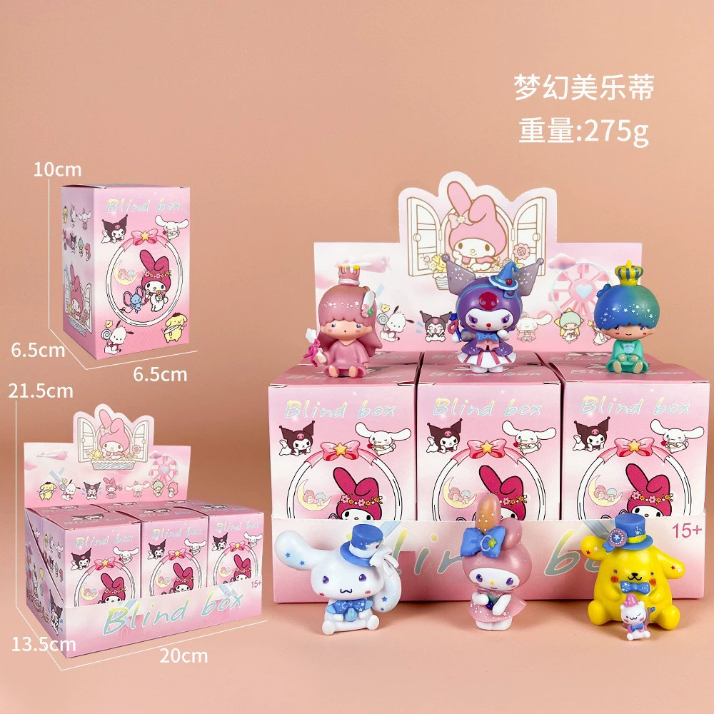 Sanrio Слепой предсказания партии Kuromi Melati Wolberry Killer Anime Doll Model Play Tide Play