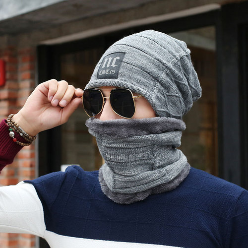 Men's winter hat Korean style knitted hat with added padding and thickness, winter and autumn head-covering hat, winter warm hat