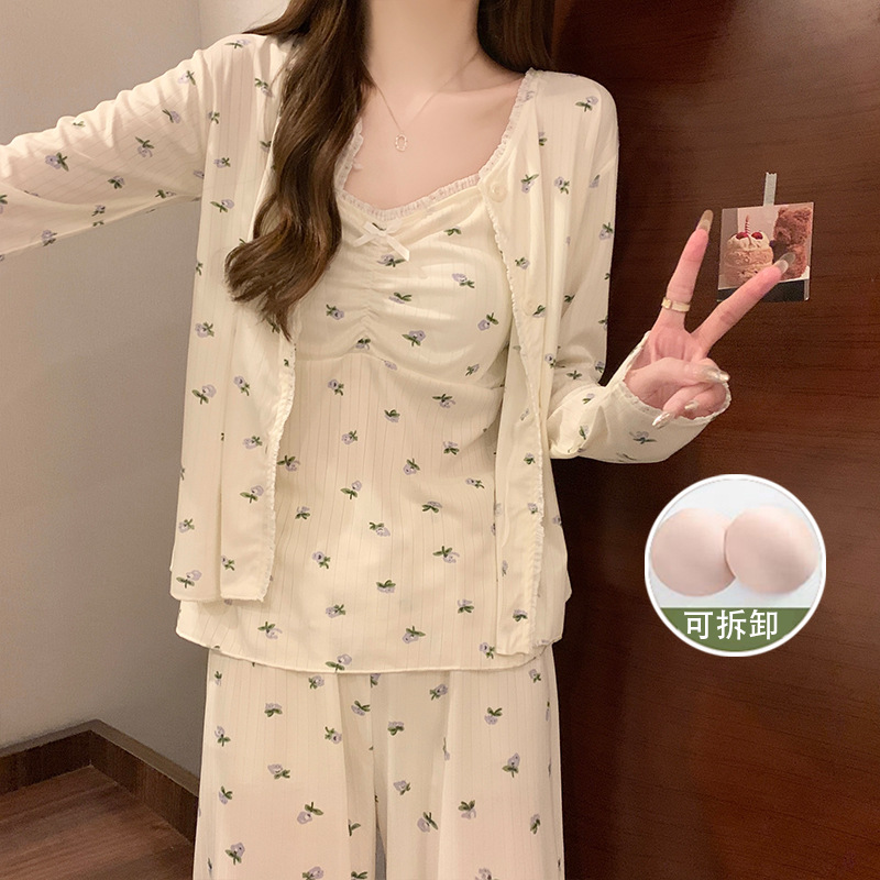 402 Juego de tres piezas de flores azules