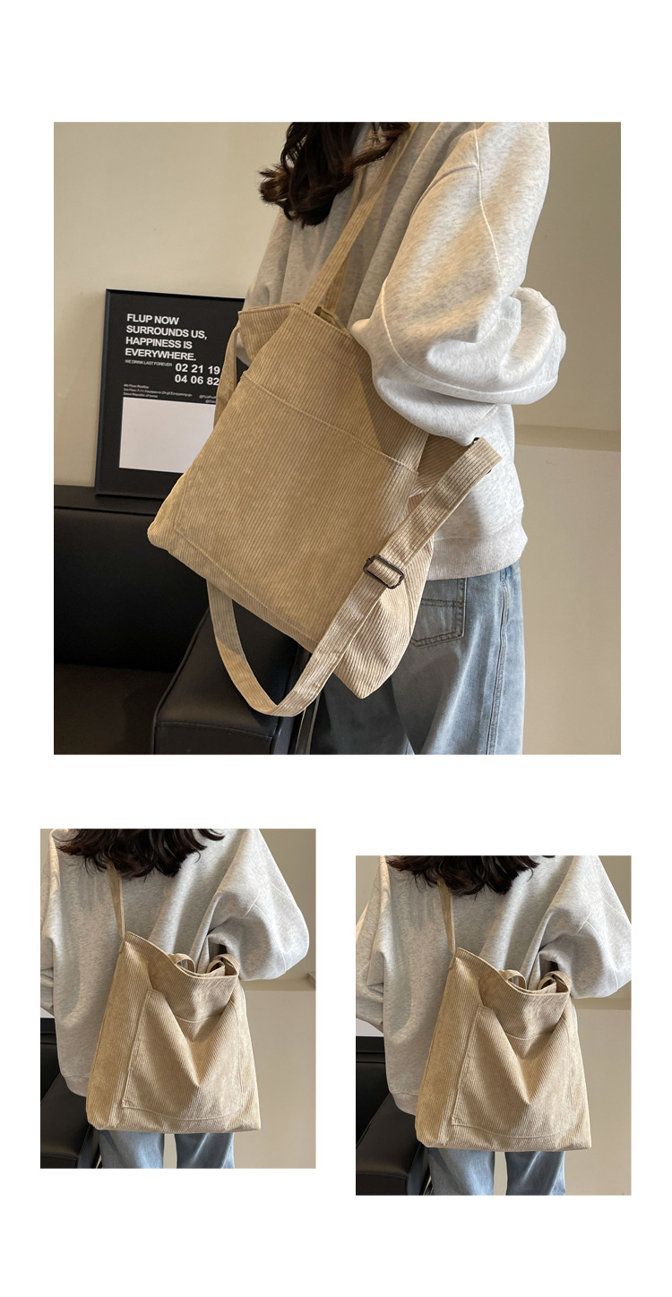 New Korean-style simple large-capacity handbag, casual corduroy single-shoulder bag, versatile travel light crossbody bag wholesale undefined