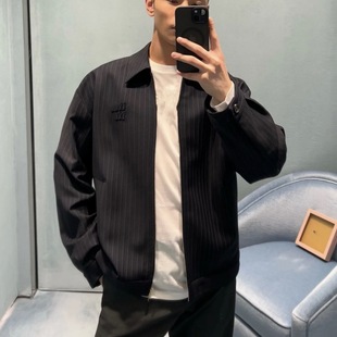Cross-Border Ceiling Poison Home Spot Miu Miaojia Internet Celebrity Embroidered Logo Stripesd Zipper Jacket Jacket for Men and Women