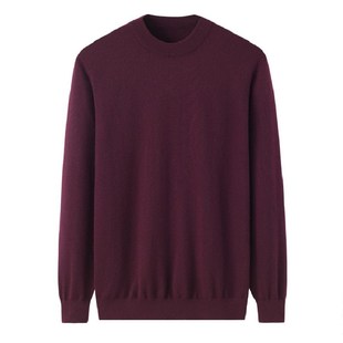 80-Count Yarn Fine-Spun Men's Crew Neck Pullover Cashmere Sweater, 100% Pure Cashmere Knitwear, Light Business Base Sweater