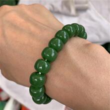 厂家供应保真新疆和田玉老型珠手链苹果珠菠菜绿碧玉手串手镯