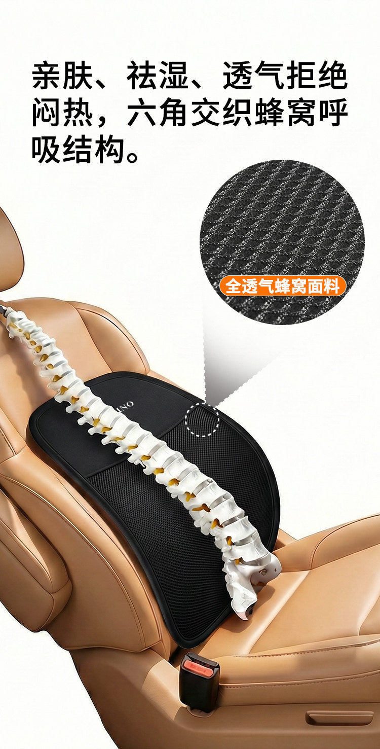 Driving Essential: Car Lumbar Support Cushion, Backrest Cushion for Driver's Seat, Suitable for Long Hours of Driving