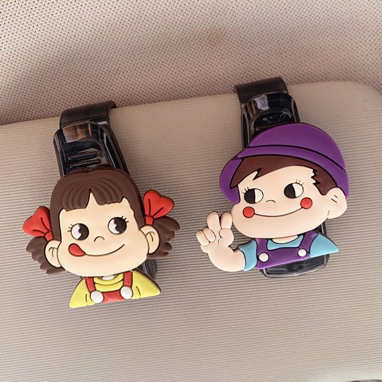 Car glasses holder, cute car sun visor storage box, car sunglasses clip, multifunctional card holder