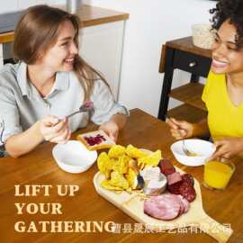 跨境木质托盘匹克球拍形水果熟食餐盘带手柄牛排披萨盘零食点心盘