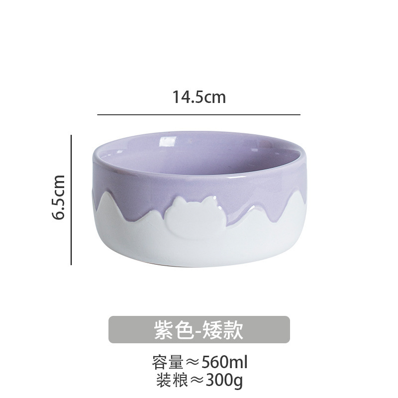 아이스크림 고양이 얼굴 물그릇-보라색