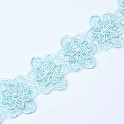 Ready supply 6cm double layer organza beaded lace lace diy wedding dress decoration cloth patch clothing accessories