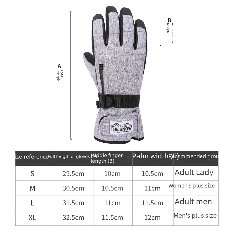 Men's ski gloves warm winter windproof velvet ski non-slip sports waterproof cold-proof touch screen velvet gloves_maomaolike.com