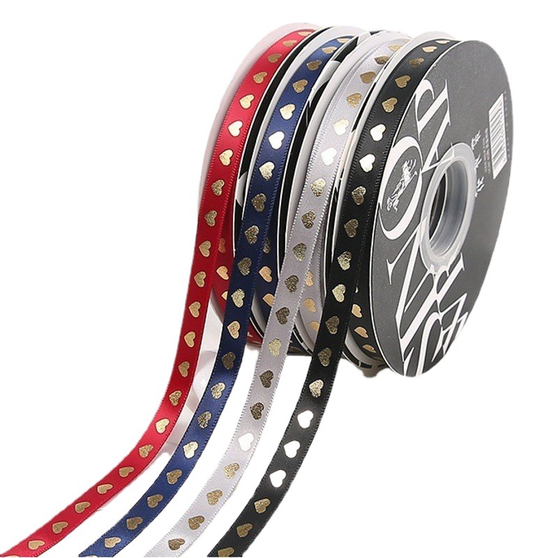 Cinta de embalaje de flores de San Valentín al por mayor en forma de corazón correa de regalo de oro arco ramo embalaje cinta de amor