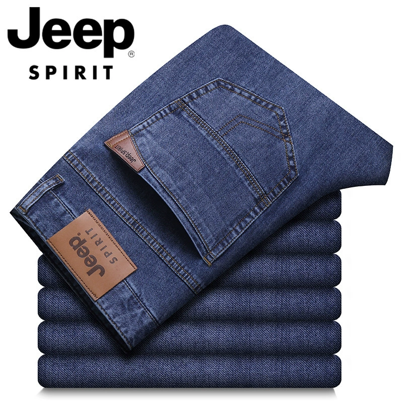JEEP SPIRIT Летние эластичные синие джинсы для мальчиков для отдыха, средний подъём, свободная прямая посадка, оверсайз