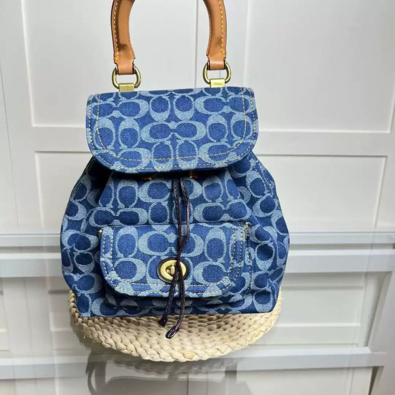 Coach's New Women's Bag Riya Backpack Classic Presbyopic Fragrant Cloth Denim Backpack Single Shoulder Crossbody Satchel School Bag Coach's New Women's Bag Riya Backpack Classic Presbyopic Fragrant Cloth Denim Backpack Single Shoulder Crossbody Satchel School Bag