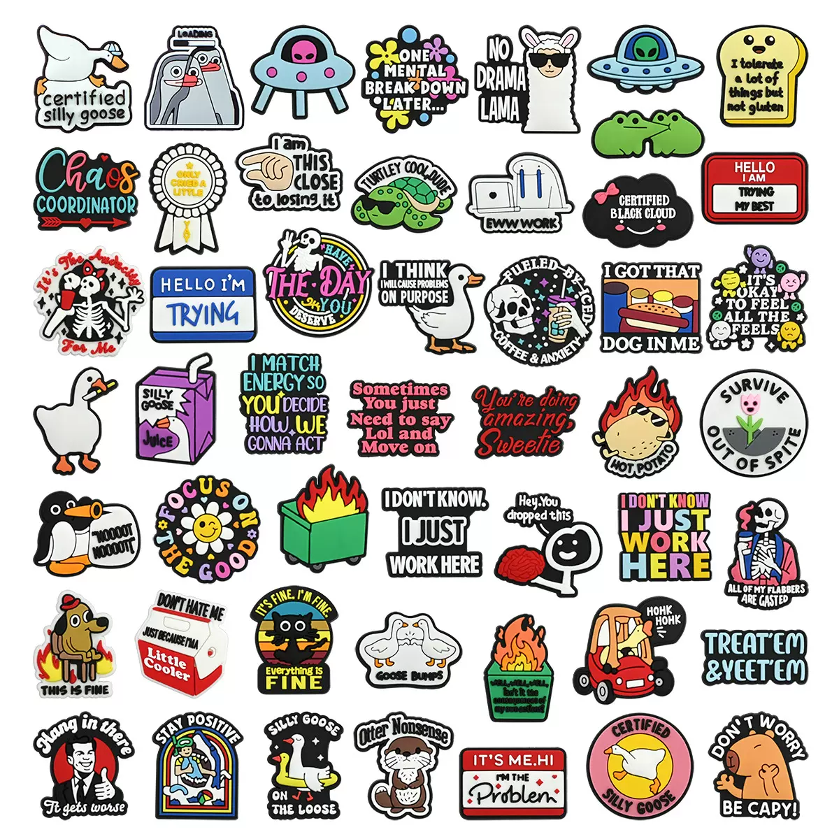 创意新款短语系列卡通鞋花洞洞鞋装饰鞋配件可拆卸软胶鞋扣现货