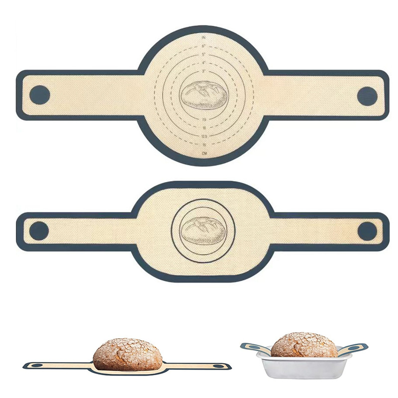 Silicone Long-Handled Mat, Heat-Resistant, Food-Grade Bread Transfer Mat, Reusable Silicone Bread Sling, Dutch Baking Mat