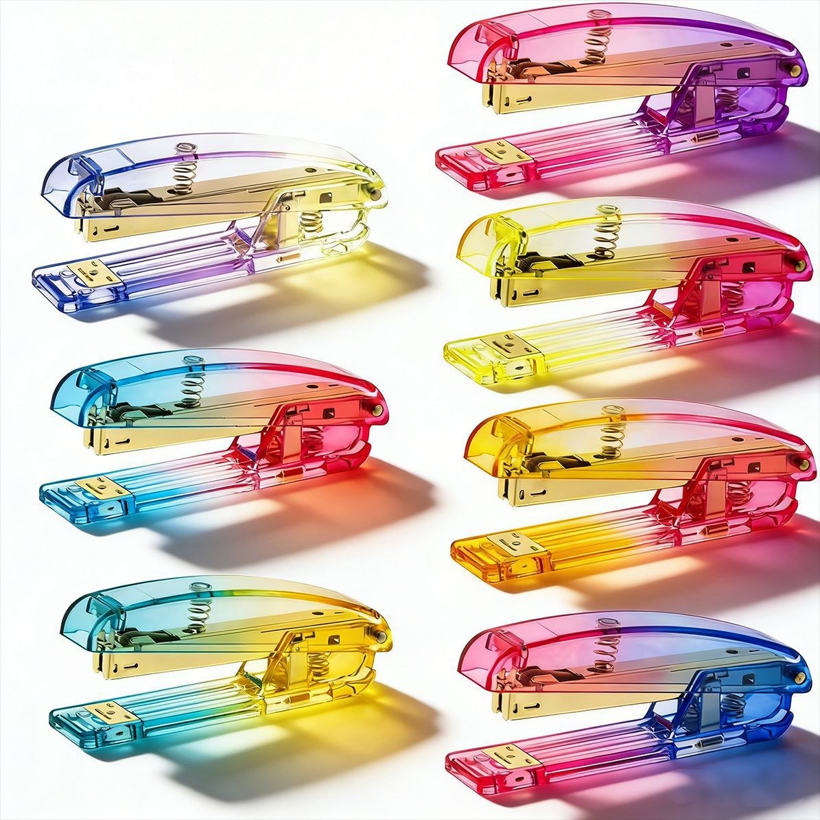 아크릴 투명 두꺼운 스테이플러 데스크탑 사무용 컬러 학생용 스테이플러 노동 절약 문구 세트 도매