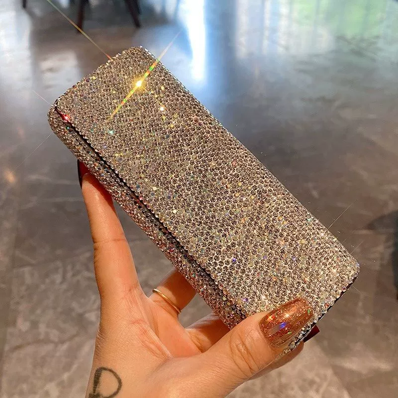 Модный портативный автомобильный футляр для очков с бриллиантами, новый стиль, солнцезащитные очки, женский футляр для очков