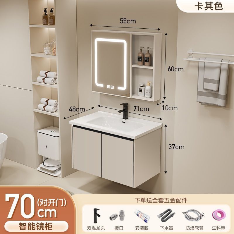 Gabinete de baño de aluminio inteligente espacial grueso combinación lavabo lavabo en cerámica lavabo fábrica de inodoro al por mayor