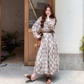 韩版复古衬衫半身裙套装女2026年春秋季新款度假风显瘦休闲两件套