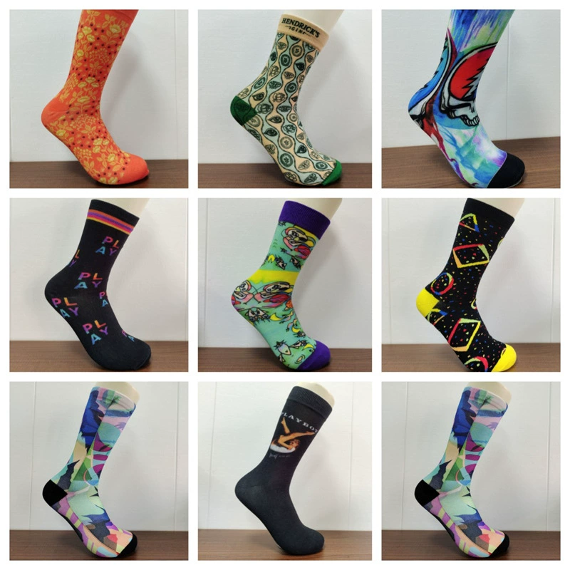 Amazon 360 градусов Цифровой Печати Носки Пользовательские 3D сублимационной печати носки Уличный скейтборд бесшовная печать
