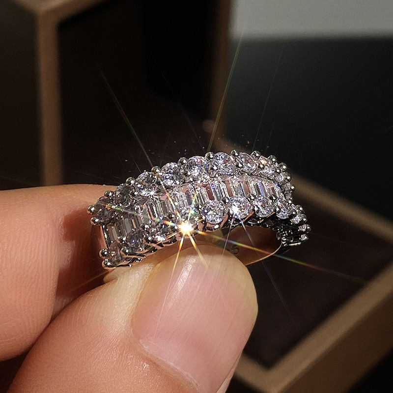Cao Shi kopparpläterad platina trapezium zirkon damring lyxiga handsmycken_voghion.com