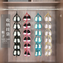 无纺布鞋子收纳挂袋 墙壁挂袋多层衣柜鞋架立体悬挂门后置物袋