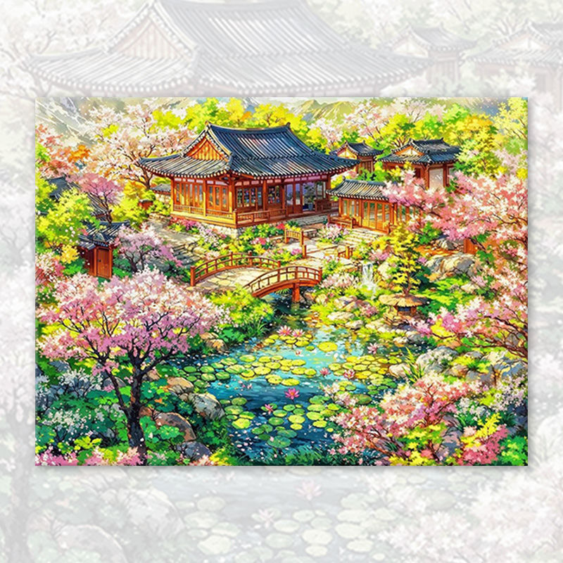 新しいデジタル油絵diy充填塗り手作り風景アクリル油彩画客間装飾掛け絵|undefined