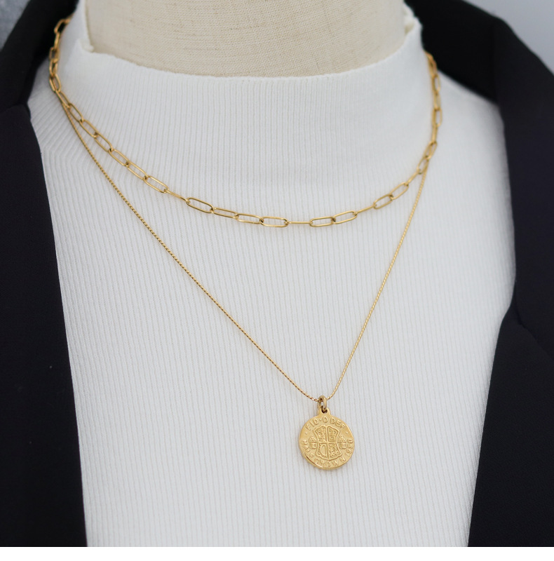 1 Piece Retro Solid Color Titanium Steel Plating Pendant Necklace_colorza_1