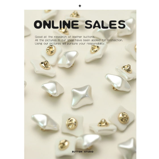 Yokou Rhombus Cross Pearl Buttons Asymmetrical Clothing Decorative Buttons Versatile Men's and Women's Sweater Jacket Buttons