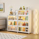 Household Steel Bookcase with Door Dustproof Bookshelf Glass Display Cabinet Flip Storage Cabinet Storage Cabinet Floor Storage Rack