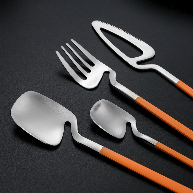 Amazon 304 acero inoxidable montado en la pared de titanio plateado cuchillo y tenedor cuchara vajilla occidental creativo taza de café cuchara larga cuchara de hielo tenedor