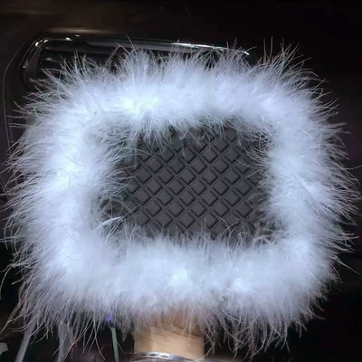 Anti-slip mat car instrument table mat furry - small-size-feather-non-slip-mat-white