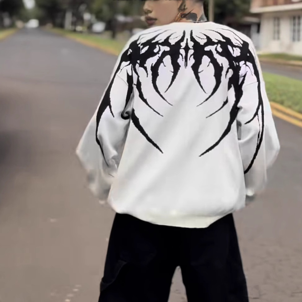 Suéter suelto de calle europeo y americano cuello redondo casual otoño e invierno cálido hip-hop suéter de punto oscuro hombre Amazon