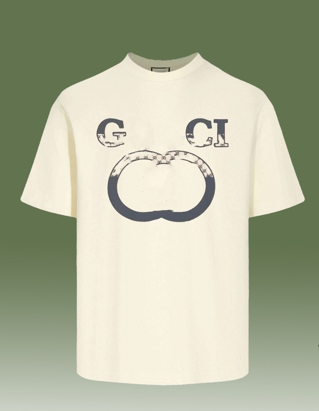 GUクロスボーダー正規版25SSクラシック新作ダブルG漫画レタープリントカップル半袖Tシャツファッション|undefined
