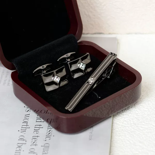 #51/gun black (tie clip + cufflink)