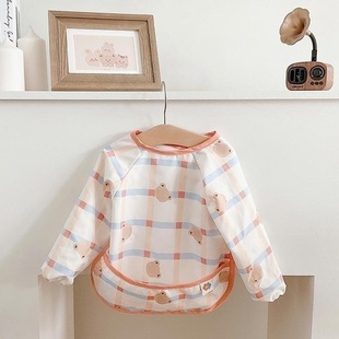 South Korea Ins Style Tpu Thin Children's Waterproof Plaid Retroreflective Bib Baby's Dining Bib Infant Cover
