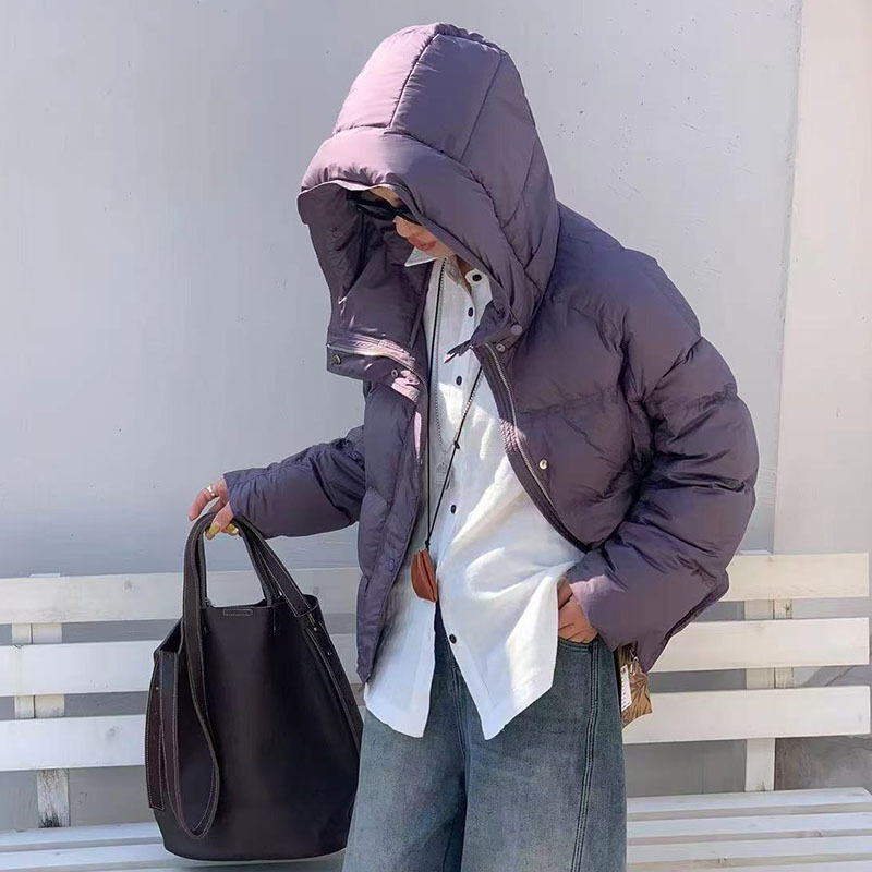 高端90白鸭绒连帽羽绒服女2025年冬季时尚宽松泡芙感面包服外套潮|undefined