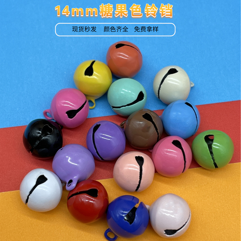 14mm Candy Color Painted One-String Bell Christmas Ornament Keychain Accessory DIY Metal Colorful Pet Accessory