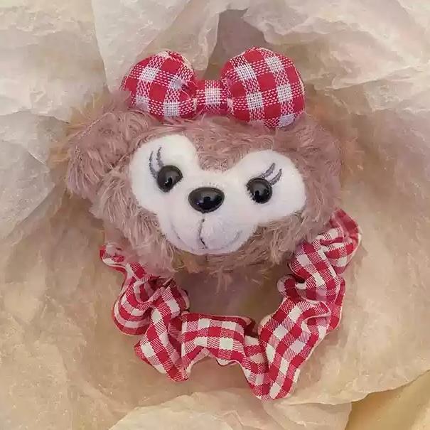 Anillo de cabello Shelly Mei, dibujos animados para mujeres, cuerdas de cabello encantadoras para jóvenes, dibujos animados jk, tocado de viento, anillo de cuero a cuadros rojos japoneses.